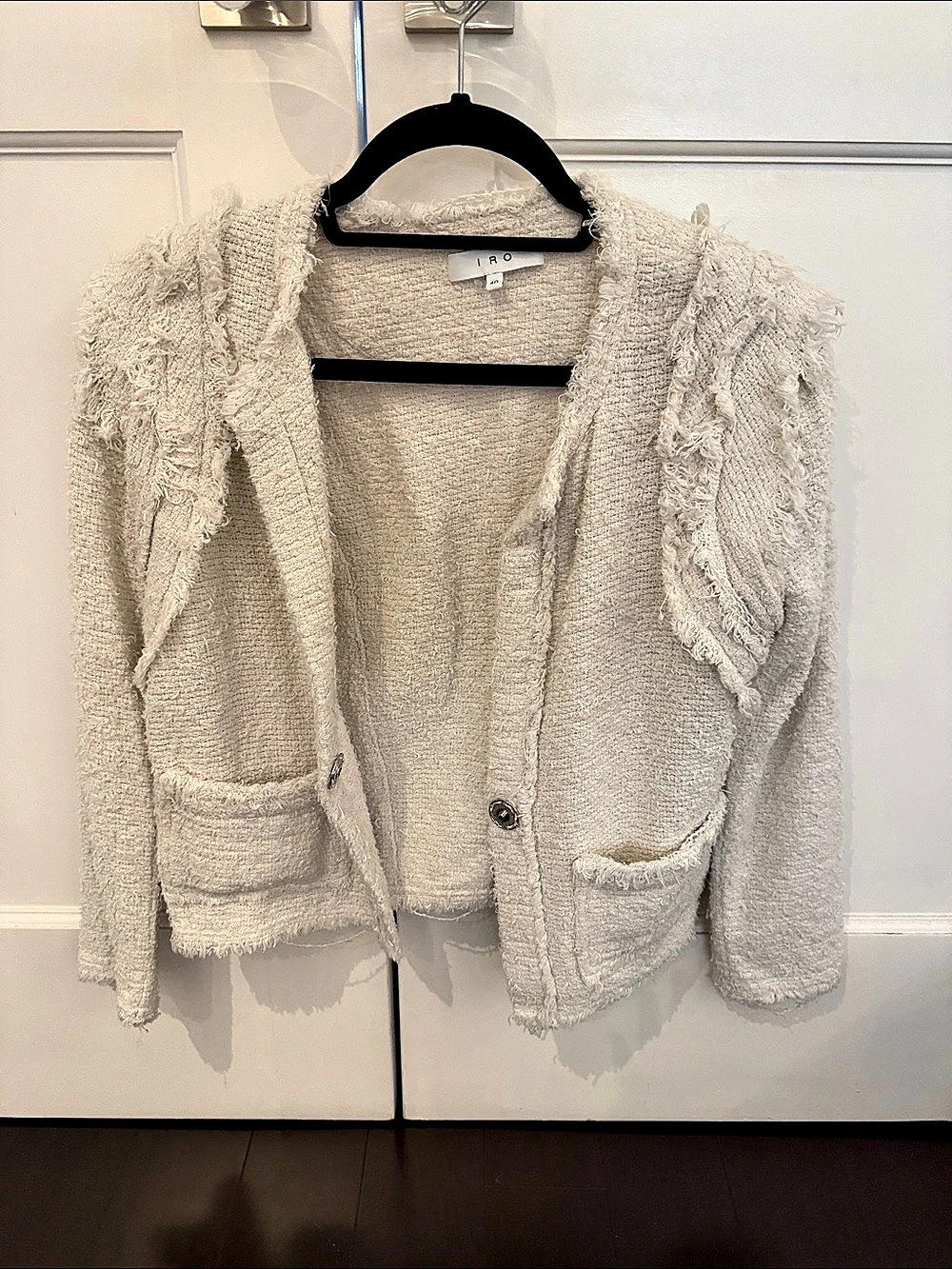 IRO Shavani Fringe Tweed Jacket Cream